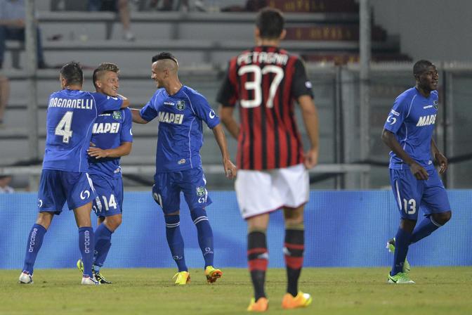 Gaetano Masucci esulta dopo il gol della vittoria contro il Milan. LaPresse
